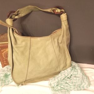 Green leather purse